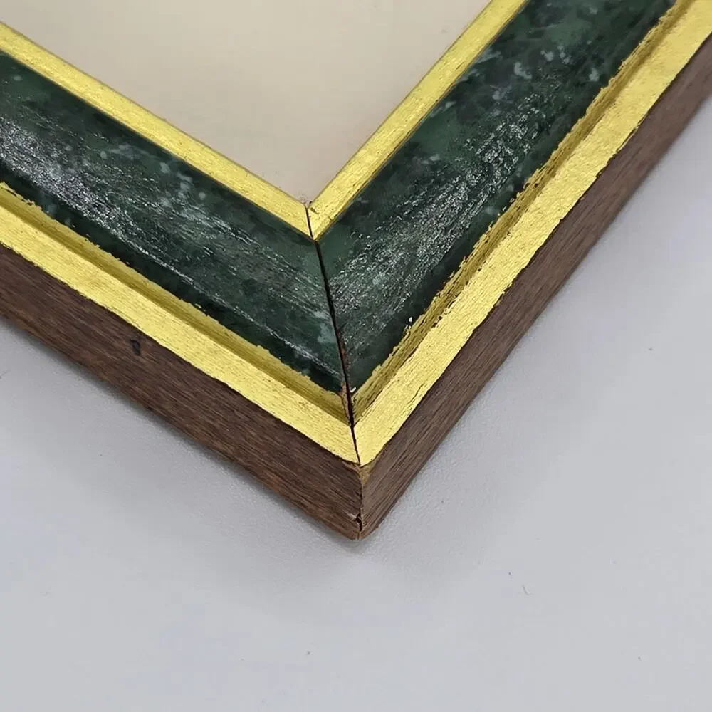 Vintage Green Faux-Marble & Gold Trim 7 Photo Picture Collage Frame